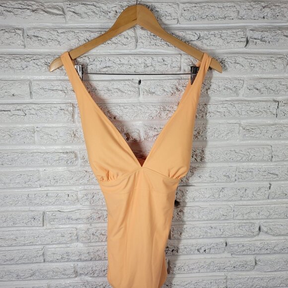 Old Navy Womens Swimsuit Extra Large One Piece Orange Lined Criss Cross ORA12E - Picture 3 of 13